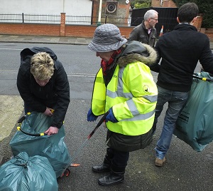 bagging up rubbish