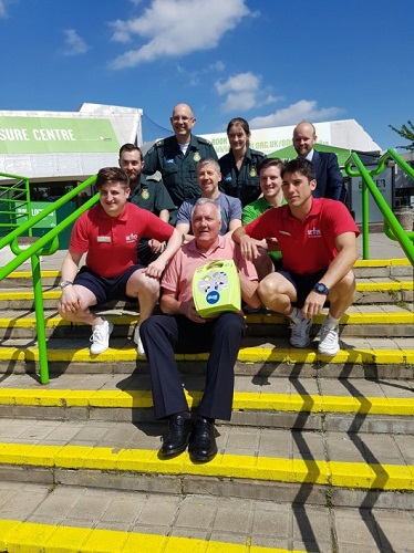 Iain Wyllie and staff who saved his life Gurnell Leisure Centre
