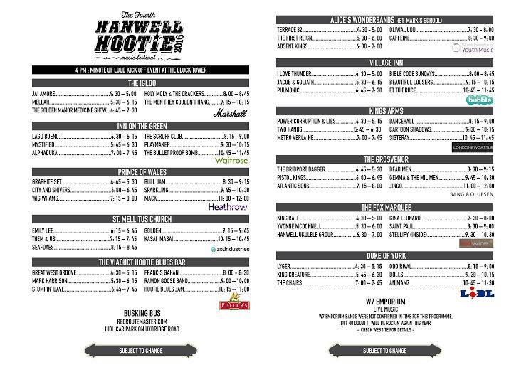 Hanwell Hootie Programme
