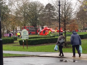 Air ambulance at Haven Green -  fatality at Ealing Broadway Station