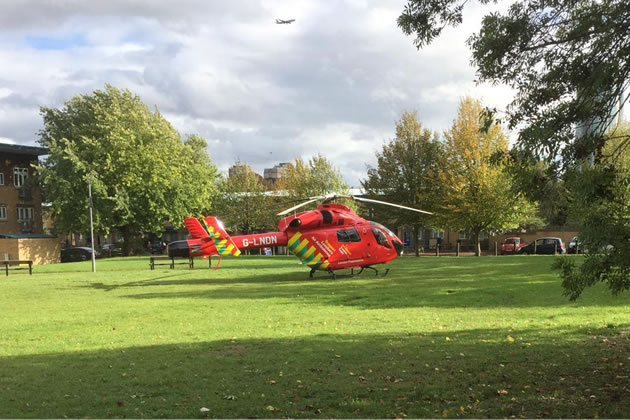 Air ambulance on Clayponds Gardens. Picture: Michael Greer