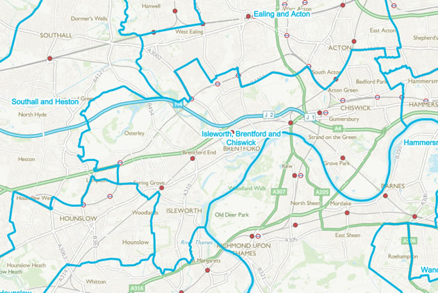 Isleworth Brentford and Chiswick boundaries
