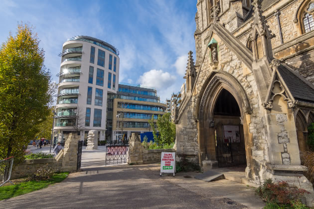 The entrance to the Ealing Charity Christmas Card Shop at the Church of Christ the Saviour