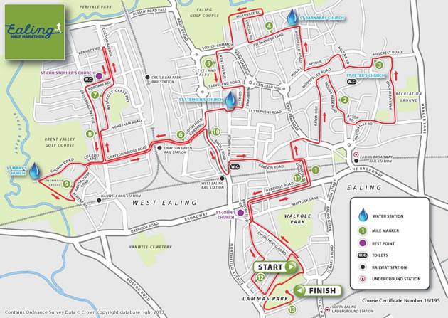 Ealing Half Marathon route