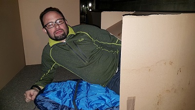 Gary Malcolm in box for Sleep Easy