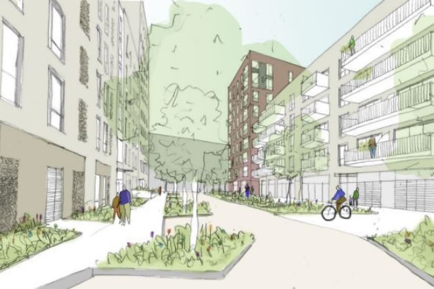 CGI of what the Green Man Lane estate might look like. Picture: Conran and Partners