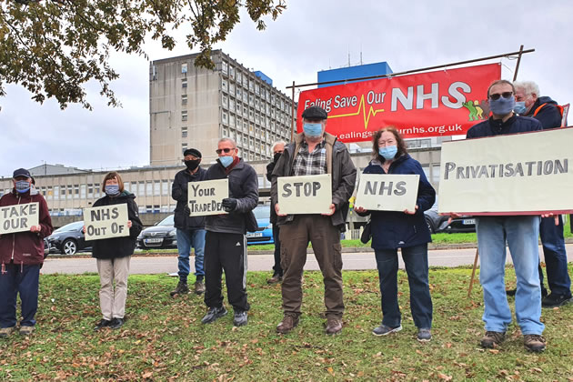 Ealing Save Our NHS protestors outside Ealing Hospital 