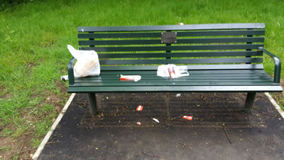 litter on bench
