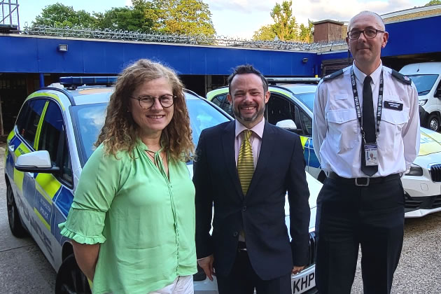 Cllr Hersch and Cllr Malcolm with Superintendent Lynch at Ealing Police station