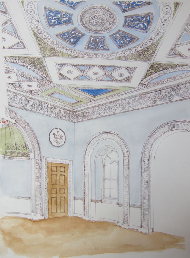 Illustration of original decorative schemes based on analysis by Hare & Humphreys