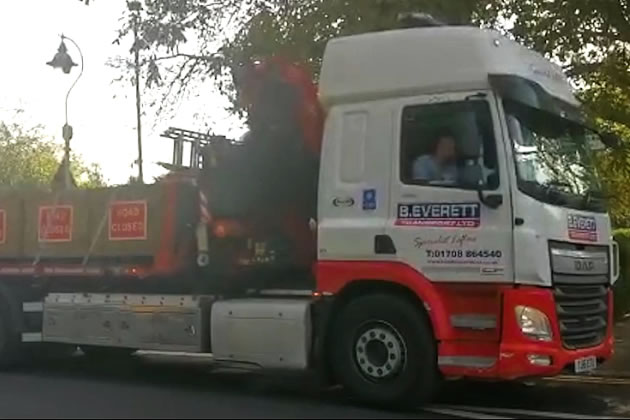 Lorry on Culmington Road arriving with planters
