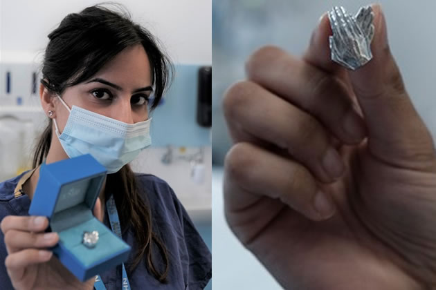 Ealing intensive care nurse Fathma Shabbir with her pin badge 