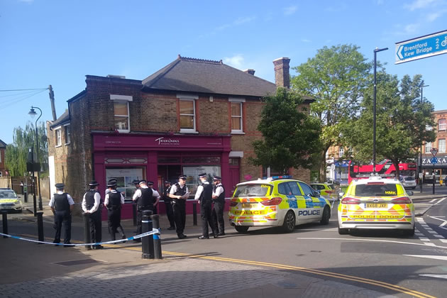 Police at the scene this Tuesday morning in South Ealing 