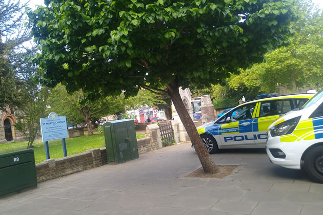 An area around St. Mary's Church is now a crime scene