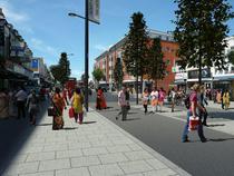 An artist's impression of how Southall Broadway may look after the improvement work takes place.