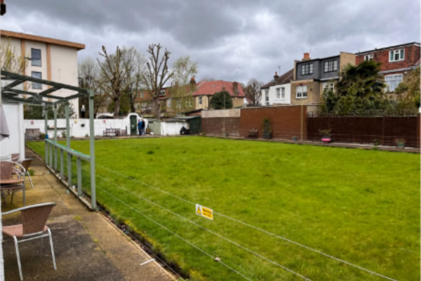 The disused green at the bowling club 