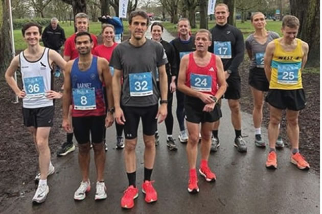 Runners line up for the start of the Ealing Mile