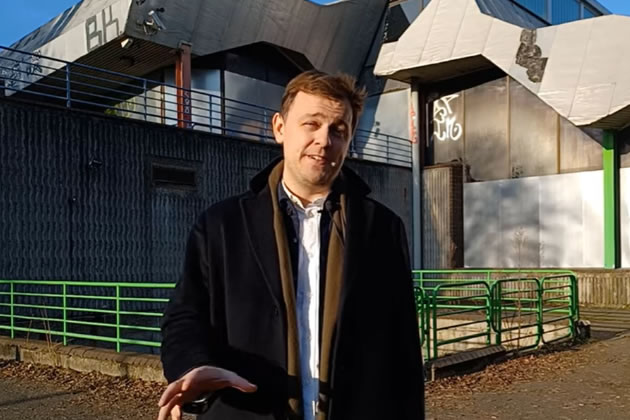 Peter Mason, the leader of Ealing Council, outside the closed leisure centre