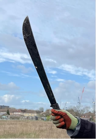 A machete found by the canal