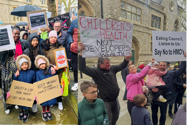 Protesters from Perivale outside Ealing Town Hall 