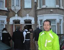 Ealing Council leader Julian Bell, outside one of the properties visited.